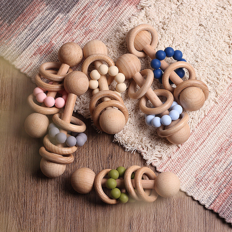 Wooden baby rattles