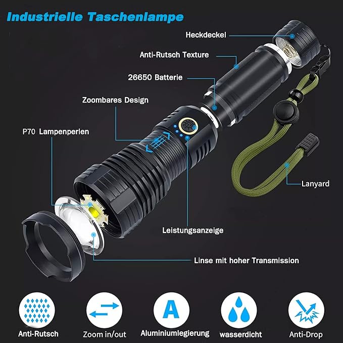 MEGAZOOM™ Ultrastarke LED Taschenlampe