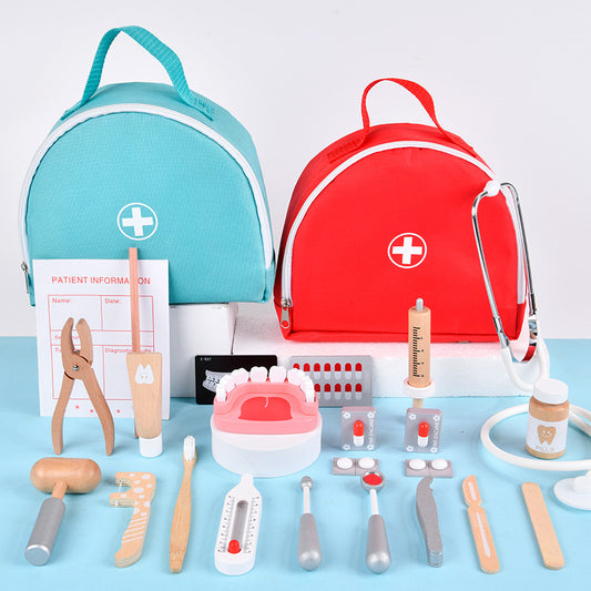 Wooden toy doctor set