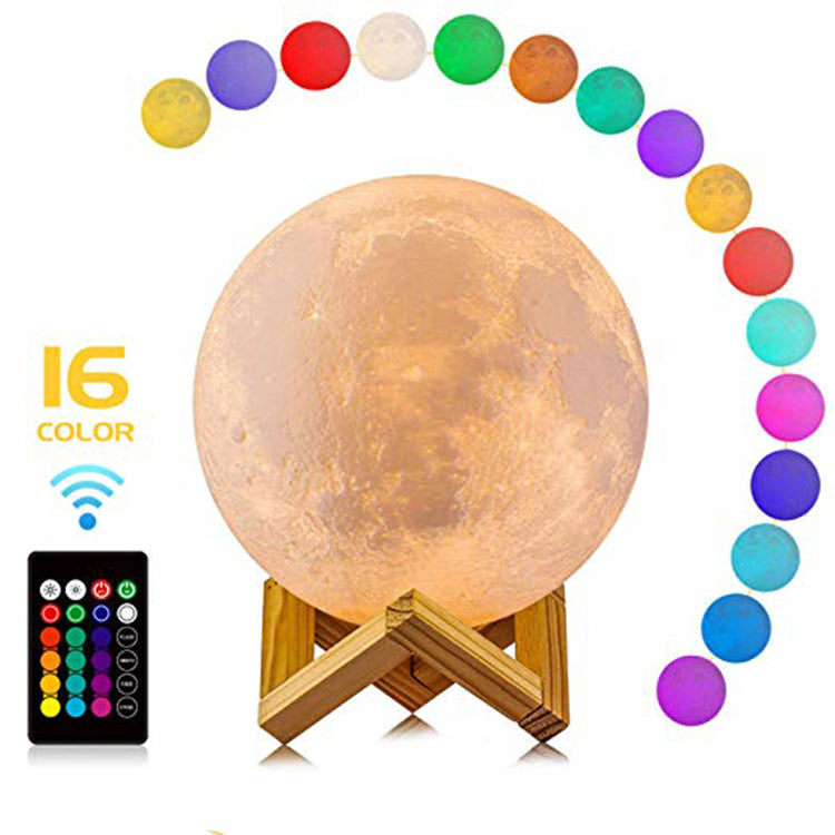 Deko Mond-Lampe mit Holzsockel